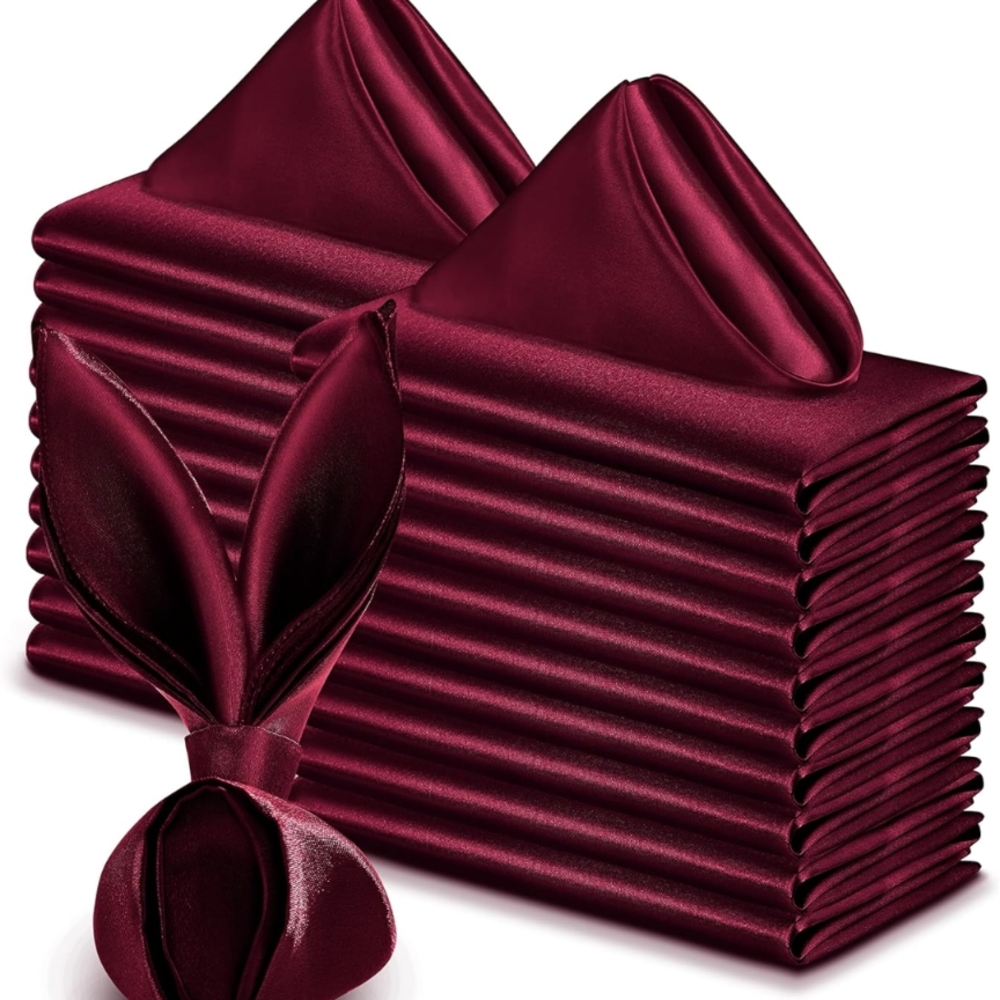Elegant Burgundy Satin Napkins